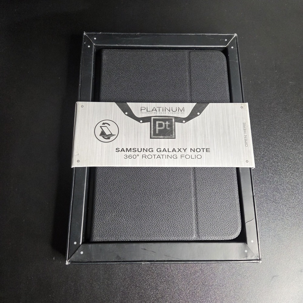 Platinum Samsung Galaxy Note 360 Rotating Folio Case Black New in Box